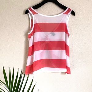 NWOT Pink & White Sheer Top